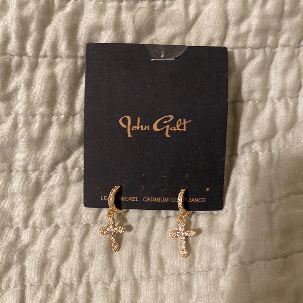 brandy gold cross earrings